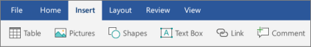 Insert tab in Word for Android