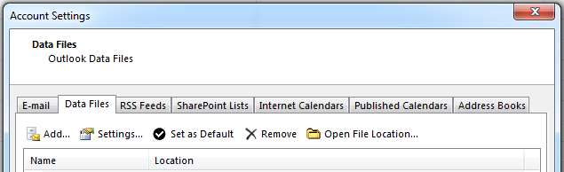 The Data Files tab shows all of your accounts.
