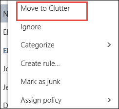 Move to Clutter in Outlook on the web