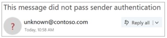 Unauthenticated sender in Outlook