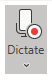 Red Dictate icon indicating that it is active..