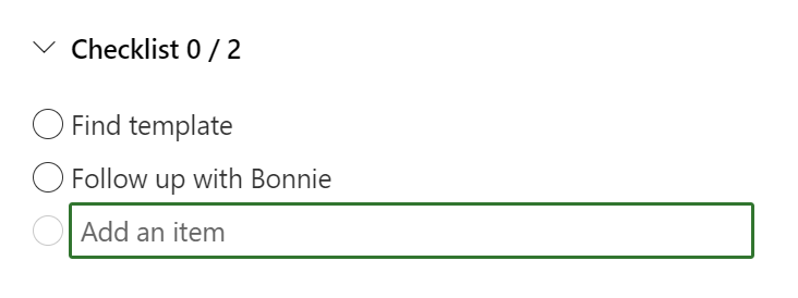 A Microsoft Project task checklist with items in it.