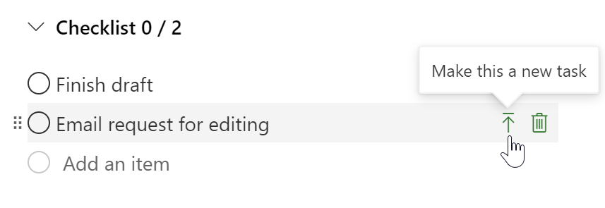 Turning a Microsoft Project checklist item into a task.
