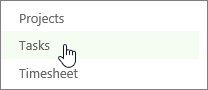 Tasks view on the Quick Launch