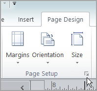 Page Setup launcher
