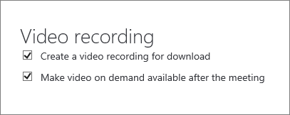 Screen shot of the Enable meeting recording checkbox on the Meeting Details page. This is checked by default.