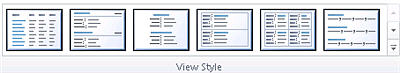 SharePoint Designer 2010 Design tab showing the View Styles group with style preview thumbnails for selection