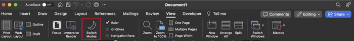 Screenshot that shows the page from which you can switch the modes.