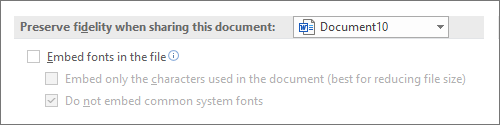 Screenshot of Don't embed fonts