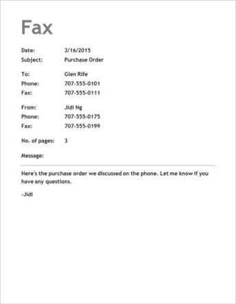 Fax Cover template