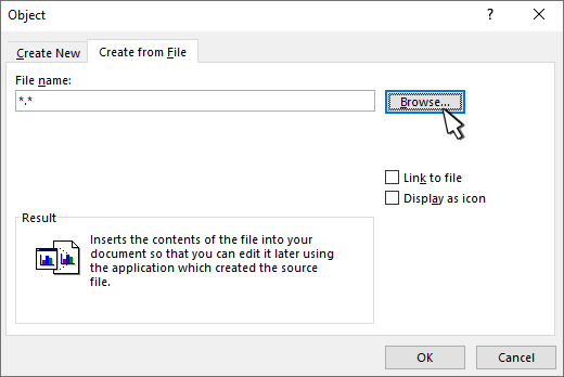 Create from file panel