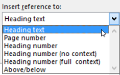 Choices in the Insert references to list