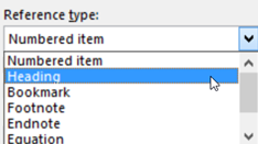 Cross-reference dialog with Reference types shown