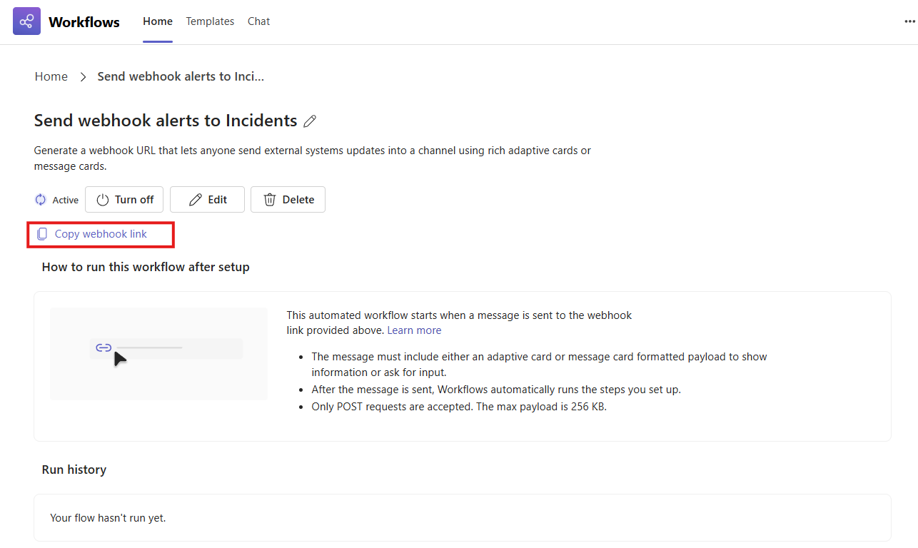 Authenticated Copy Example Send messages in Teams using incoming webhooks | Microsoft Support