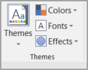 Screenshot of the Themes button on the Page Layout tab.
