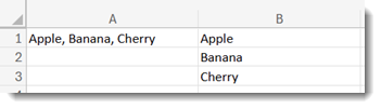 Excel SPLITTEXT function example