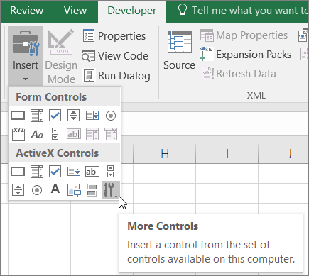 ActiveX controls on the ribbon.