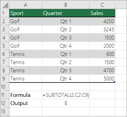 SUBTOTAL example