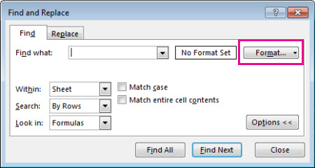 Find dialog box