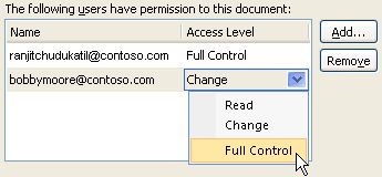Permission dialog box