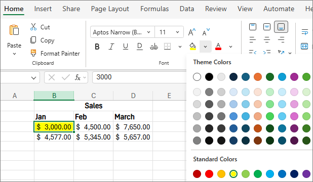 Screenshot of pick another text color.