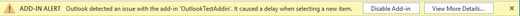 You can disable the add-in from the InfoBar.