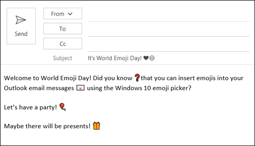 You can insert one or more emojis into your email message.