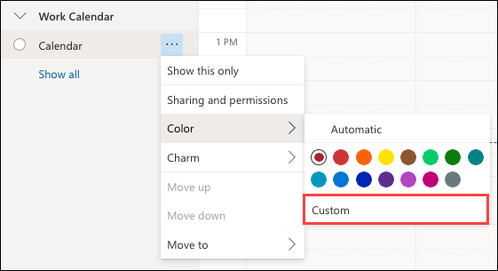 Outlook Web Calendar Color Selection Custom