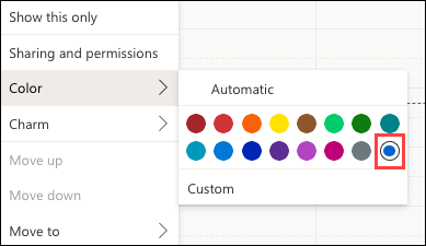 Outlook Web Calendar Color Selection With Custom