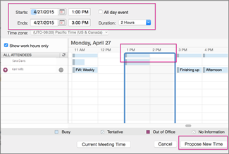 Change time and click Propose New Time