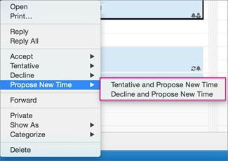 Propose new time from the calendar