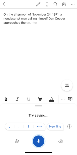 Open dictation