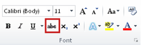 Strikethrough on the Home tab