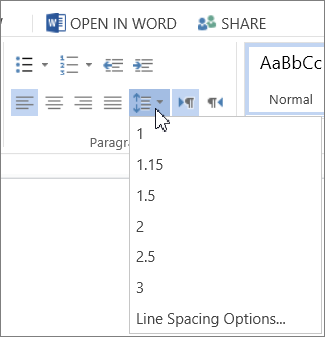 Line spacing button