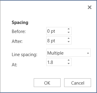 Paragraph dialog box