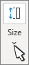 The Size group is reduced on a smaller screen