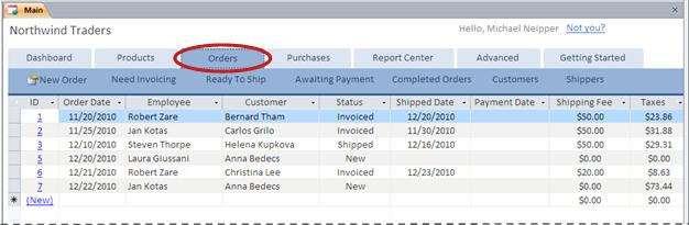 Goods Template Orders Tab