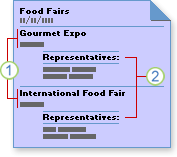 Main report with two subreports displaying related data