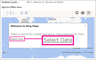 Selecting Data for a Bing Maps App for Office in an Access app
