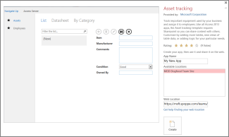Preview of the Asset tracking app