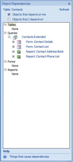 Object Dependencies Pane