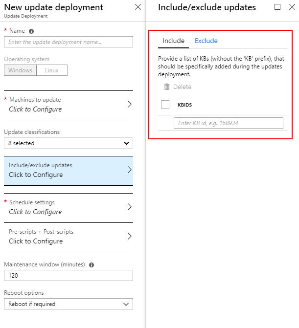 Update Management Update Inclusion