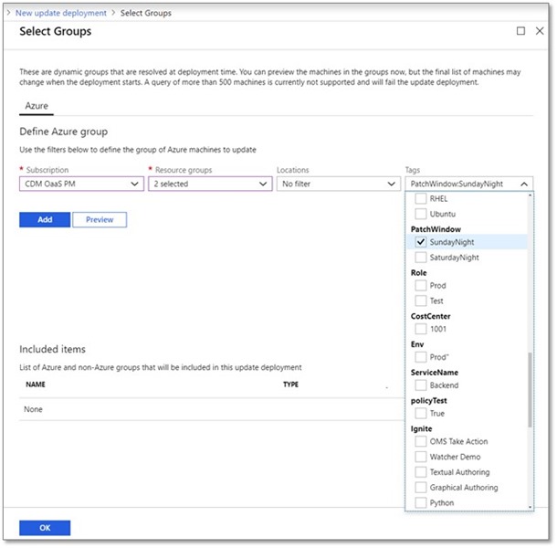 Dynamic Groups in Update Management
