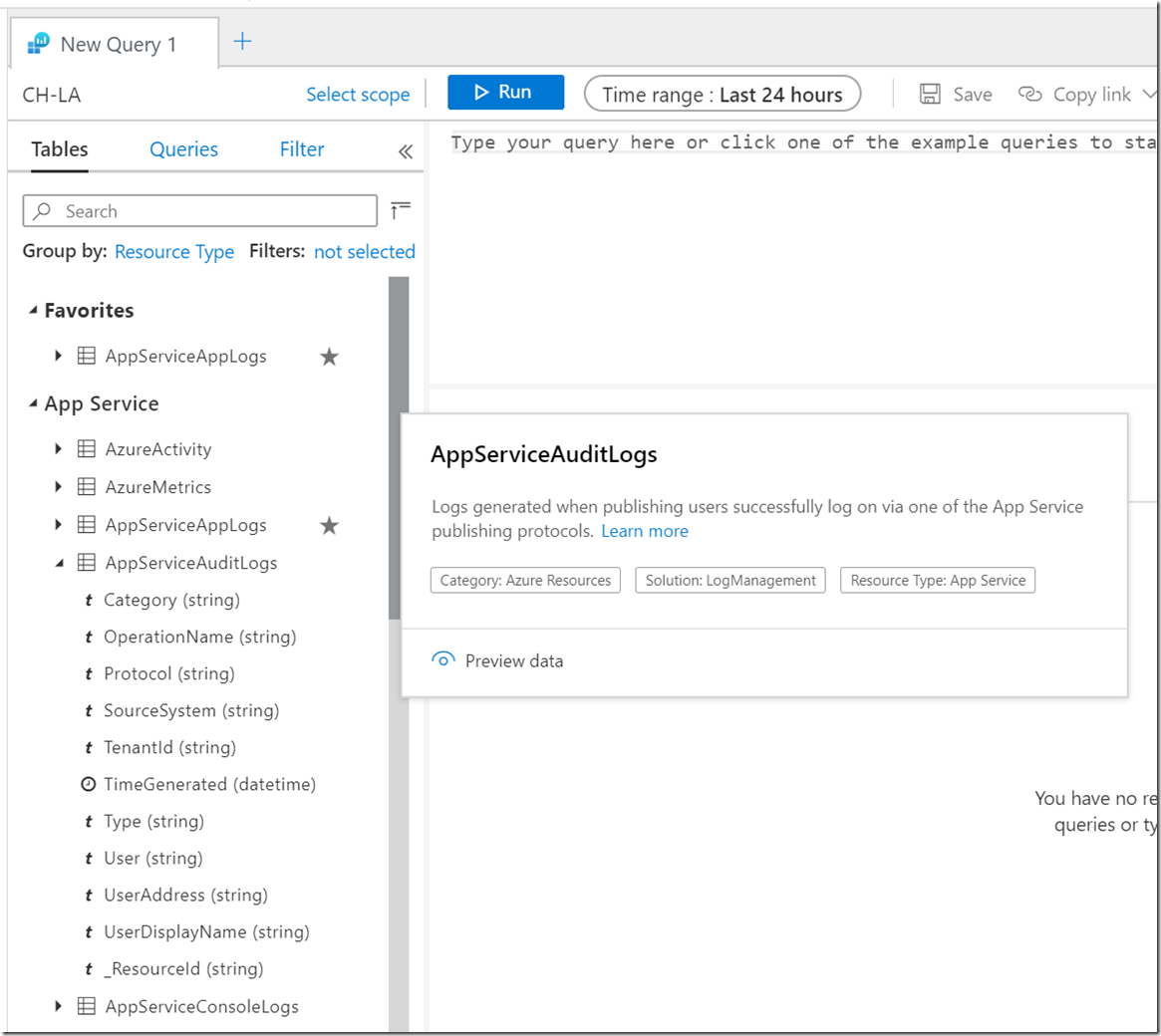 Link to documentation from popup tables sidebar