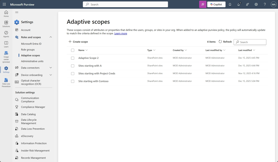 user settings