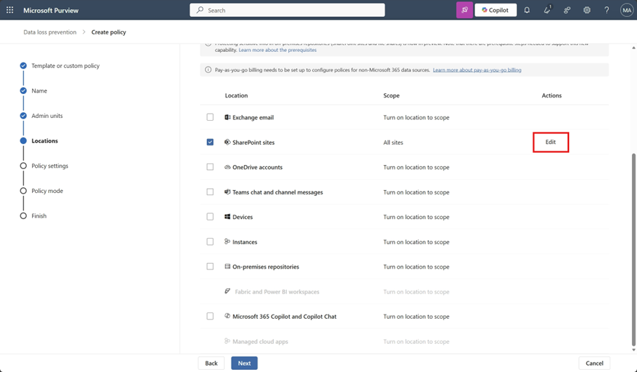 user settings