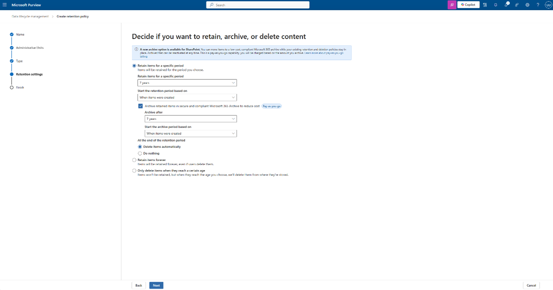 user settings