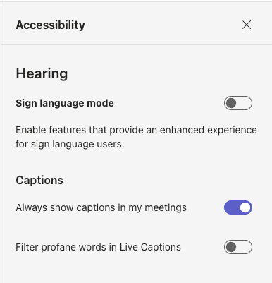 user settings