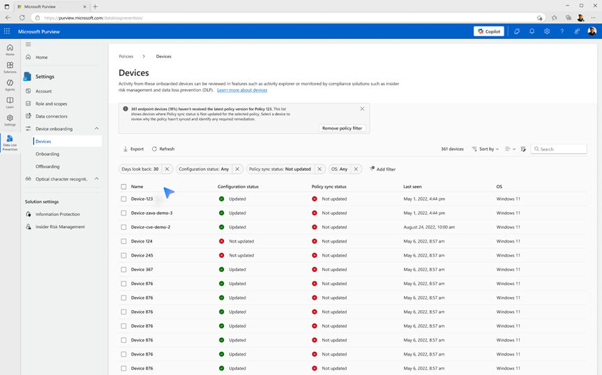 user settings