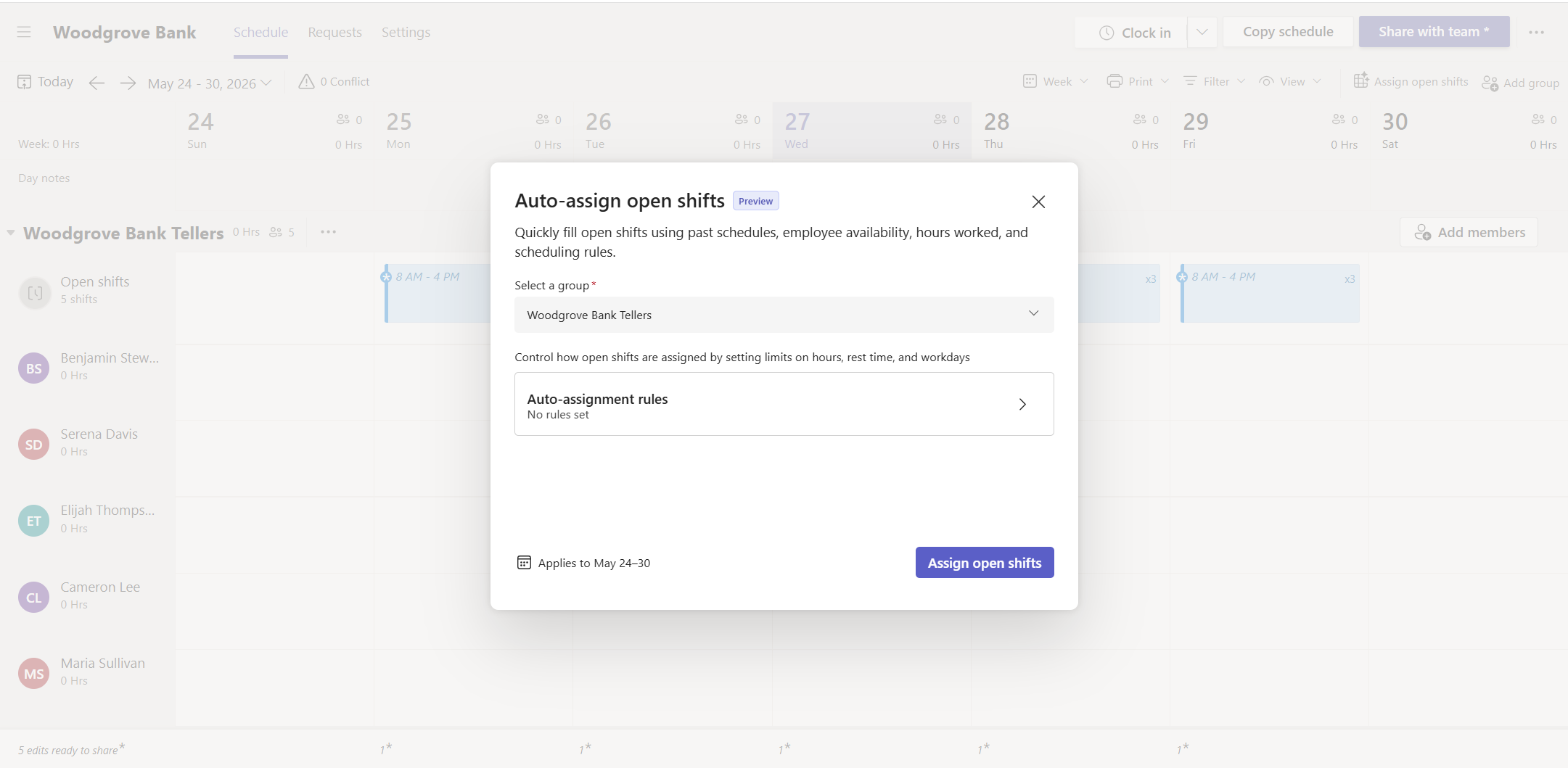 user settings